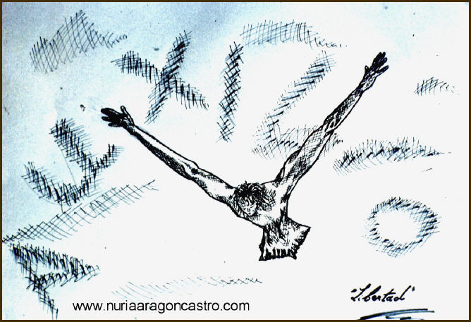 "Libertad" Nuria Aragón Castro (1991) Tinta sobre papel. 50x65cm